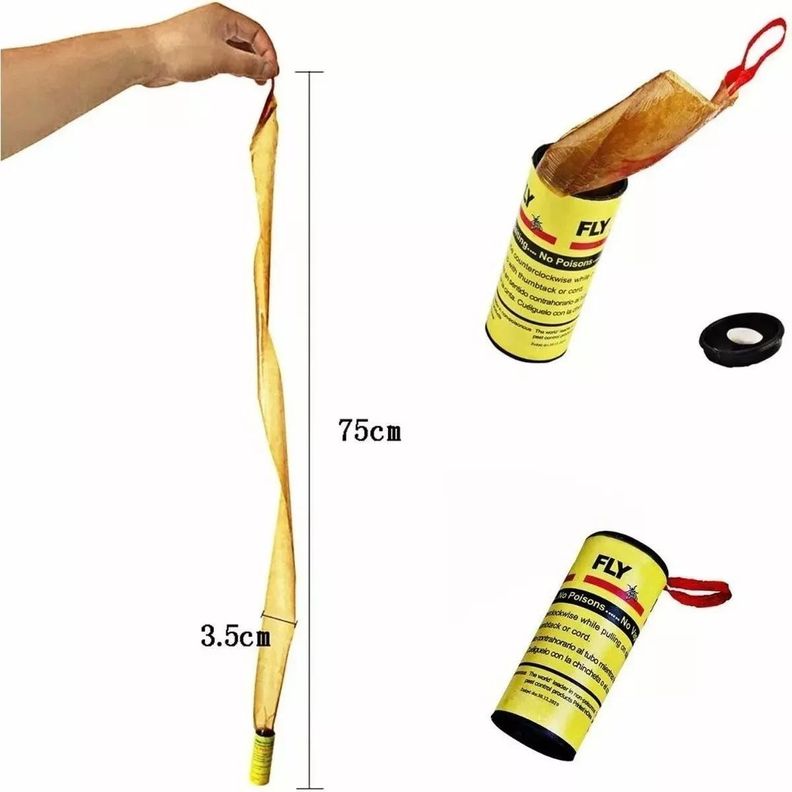 Pack 4 Cinta Atrapa Moscas Tubos Trampa Pegamento Insectos-6