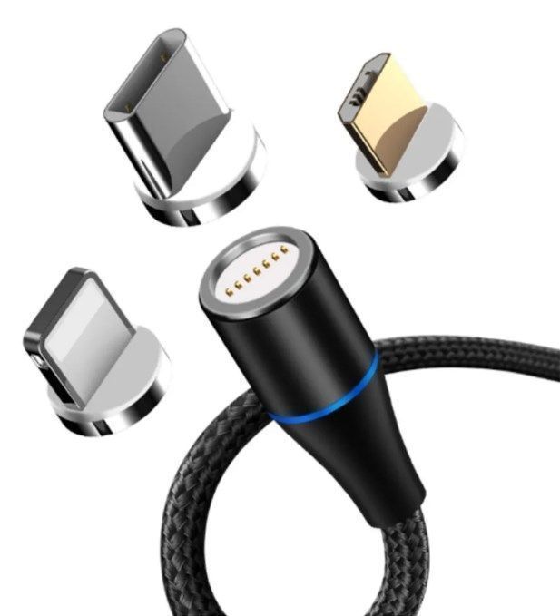 Cable Magnético Usb 3 En 1 Premium 1 Metro Carga Rapida 2.1a-0