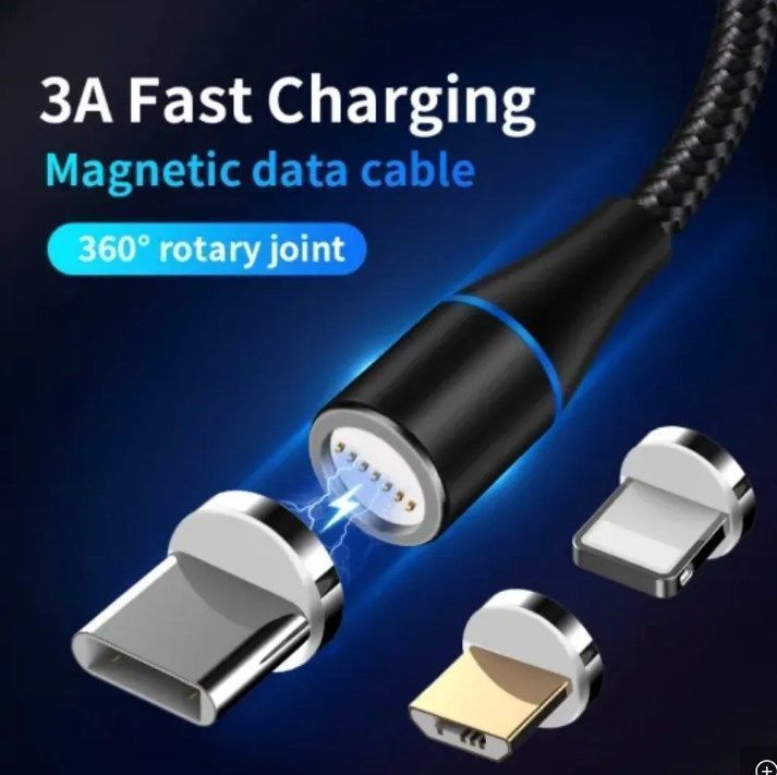 Cable Magnético Usb 3 En 1 Premium 1 Metro Carga Rapida 2.1a-2