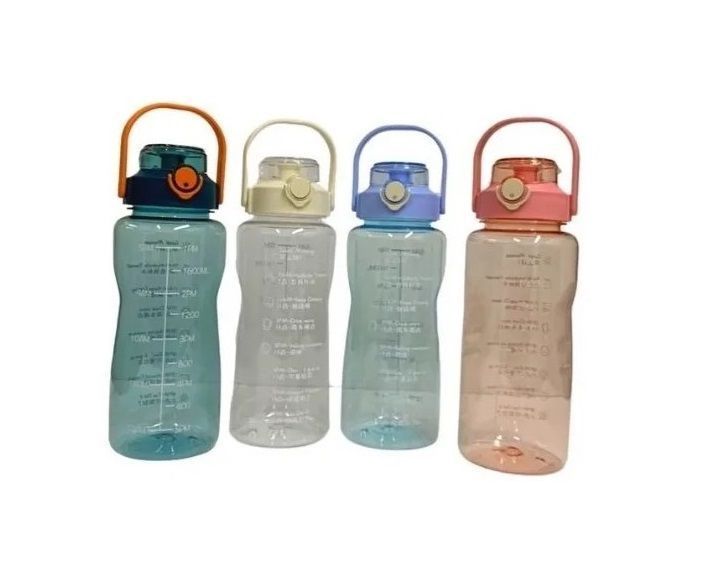 Botella De Agua Motivacional 2 Litros Con Indicador Medida-0