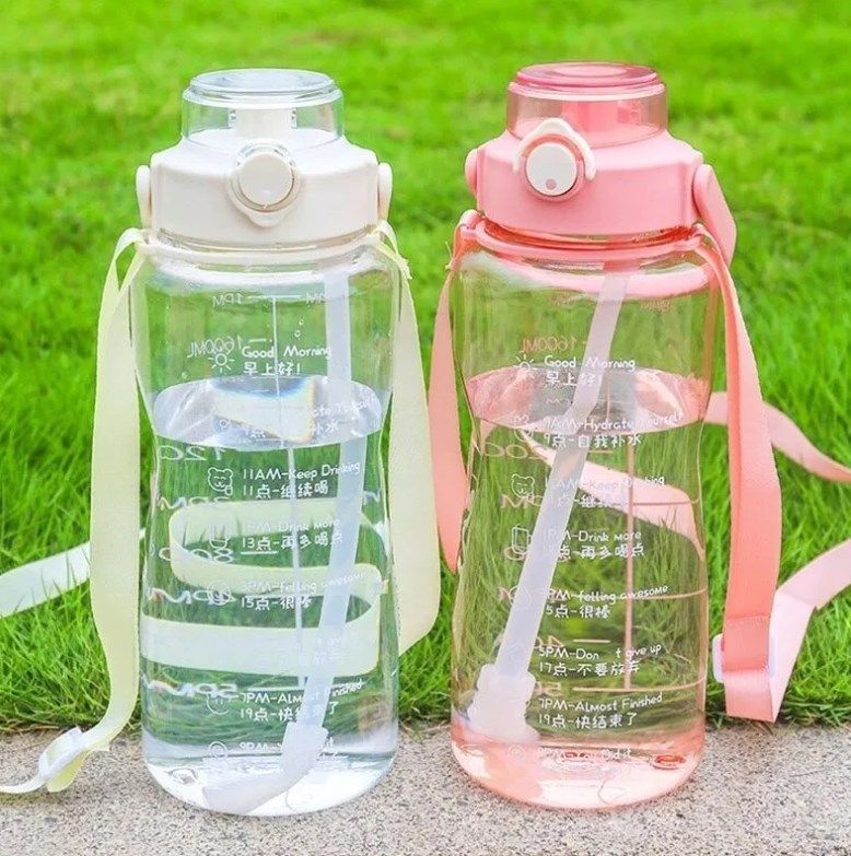 Botella De Agua Motivacional 2 Litros Con Indicador Medida-1