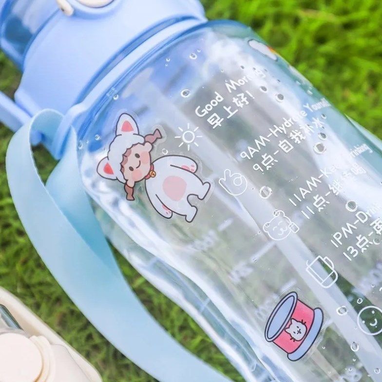 Botella De Agua Motivacional 2 Litros Con Indicador Medida-2