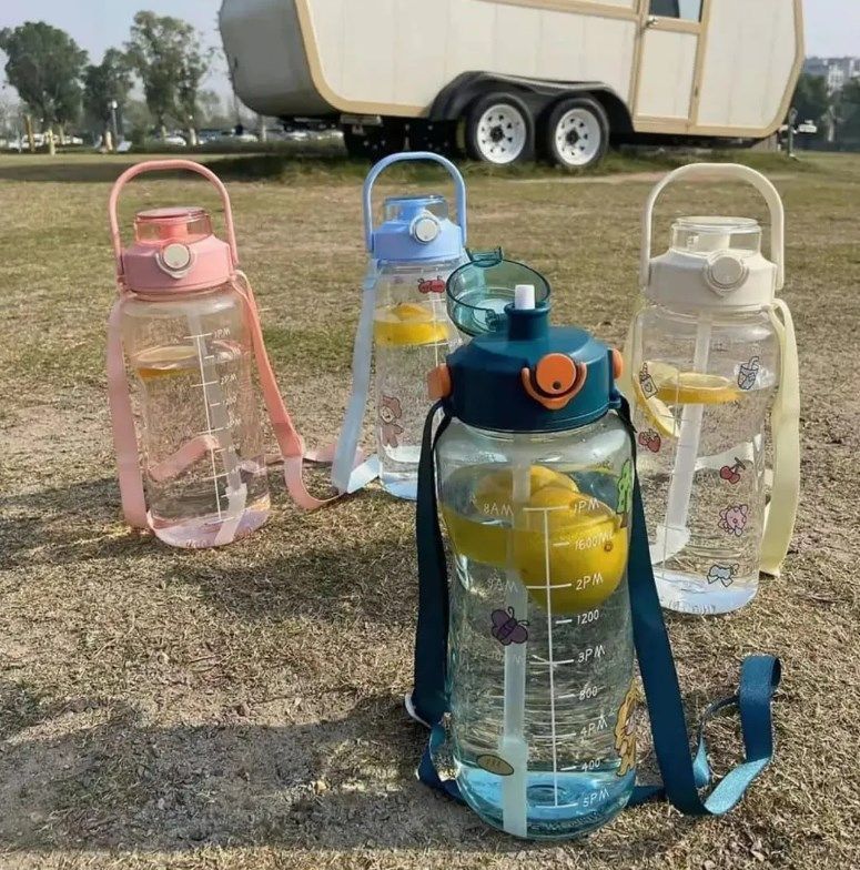 Botella De Agua Motivacional 2 Litros Con Indicador Medida-3