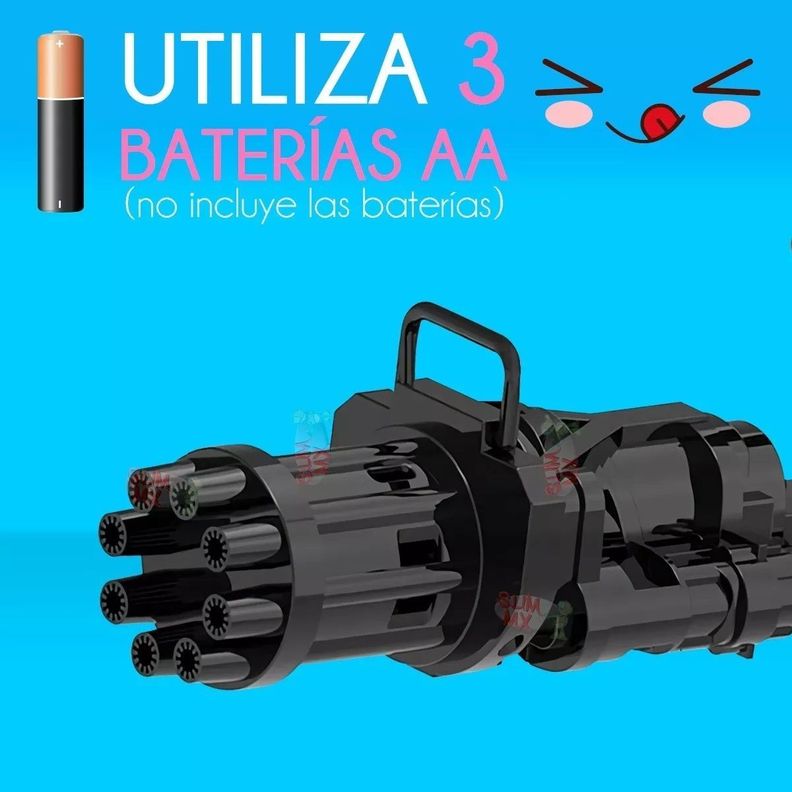 Pistola Ametralladora Lanza Burbujas Juguete + Líquido Jabón-5