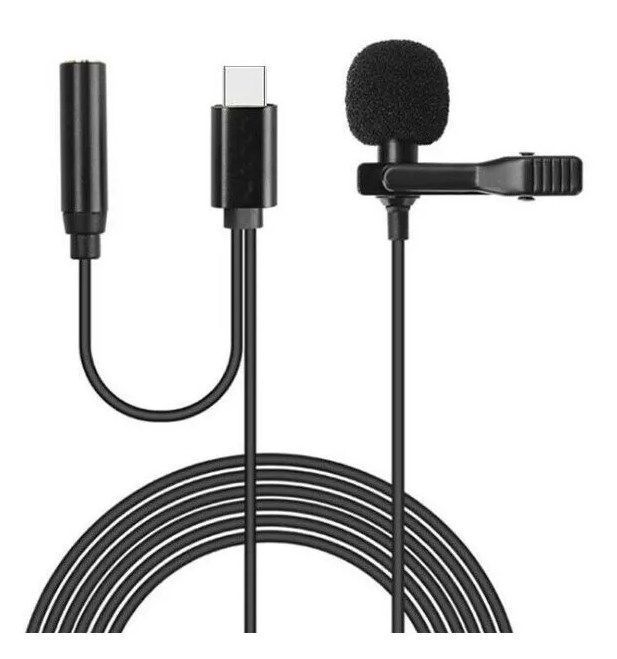 Micrófono Lavalier Solapa Telefono Tipo C Con Entrada Fonos-0