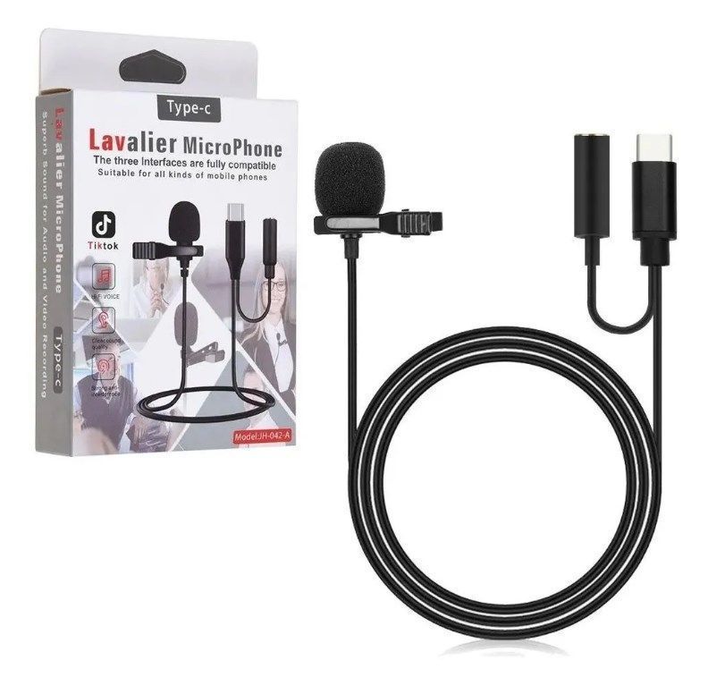 Micrófono Lavalier Solapa Telefono Tipo C Con Entrada Fonos-1