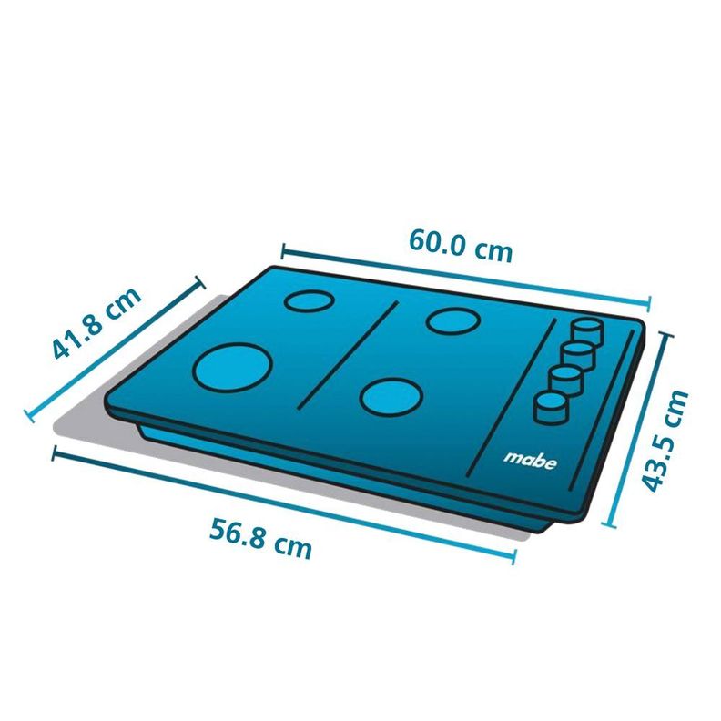 Encimera de Empotrar a Gas 60 cm Inoxidable Mabe CMG6044LD-1-5