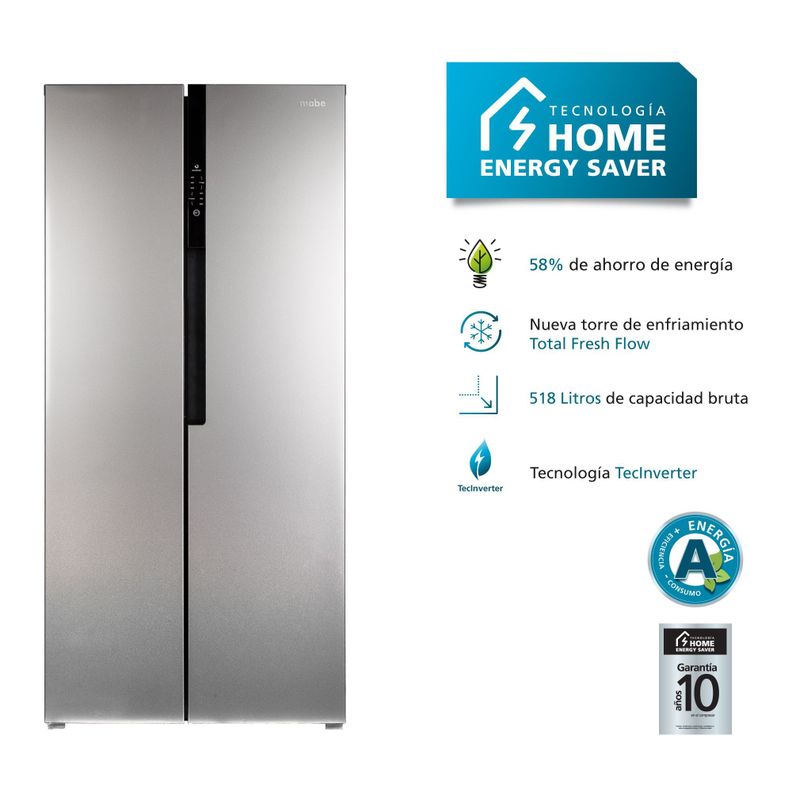 Refrigerador Side By Side Tecinverter 518 Lts Mabe Msc518lkrss0-4