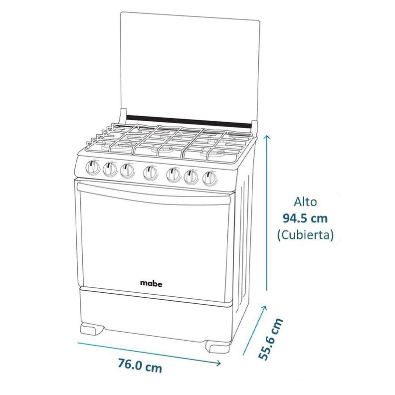 Cocina De Piso A Gas 76cm Inox Mabe Andes7670fx1-7