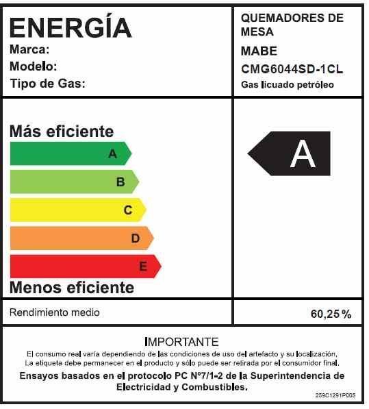 Encimera De Empotre A Gas 60cm Inox Mabe Cmg6044sd-1cl-1