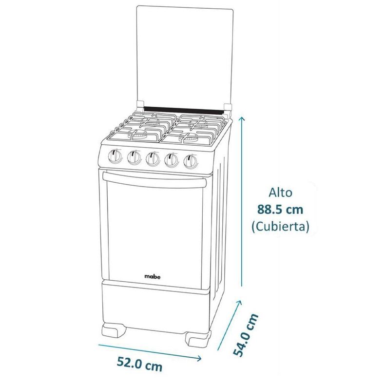 Cocina De Piso A Gas 52cm Inox Mabe Cmc5110ax0-3