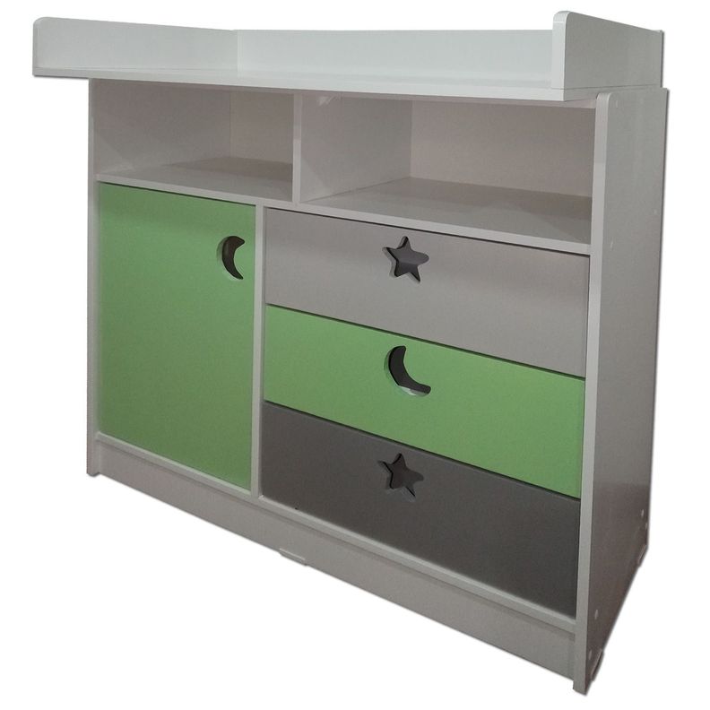 Cómoda Mudador Verde Gris-1