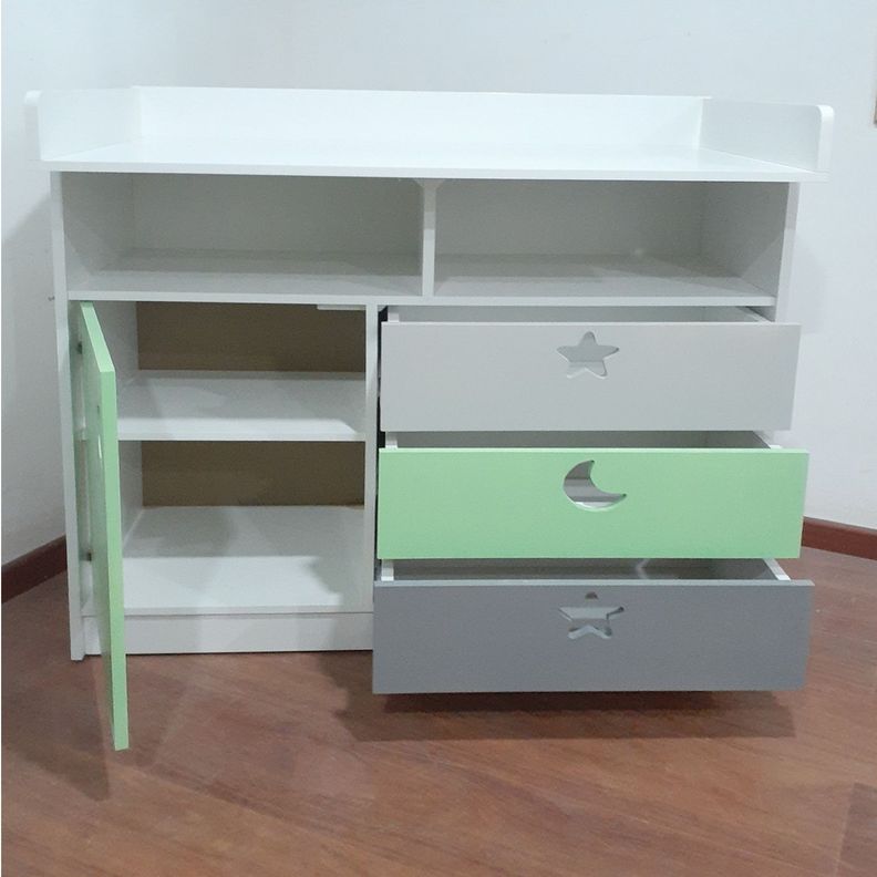 Cómoda Mudador Verde Gris-3
