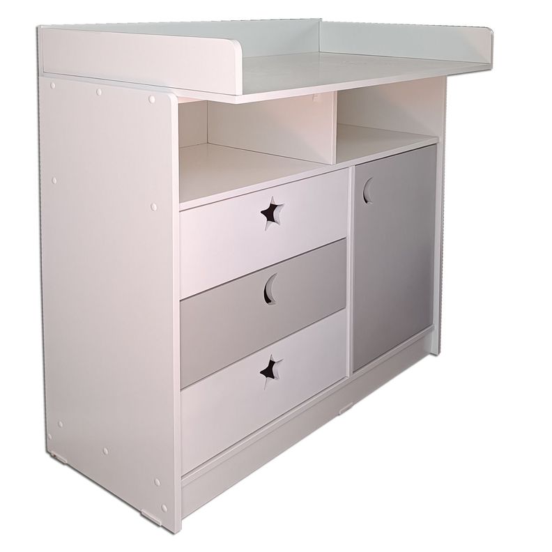 Comoda Mudador Blanco Gris-1