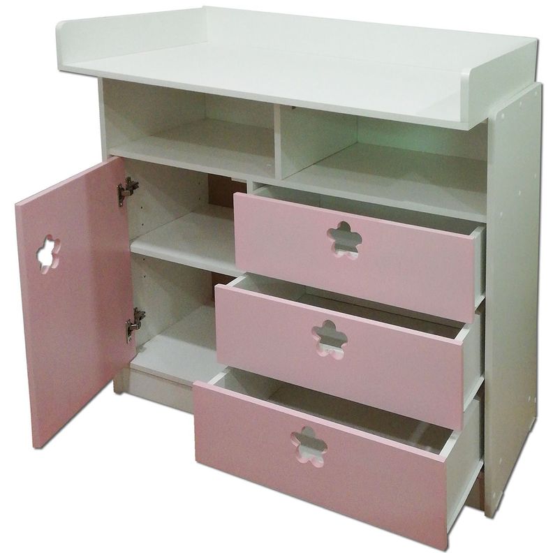 Comoda Mudador Rosado Flor-2