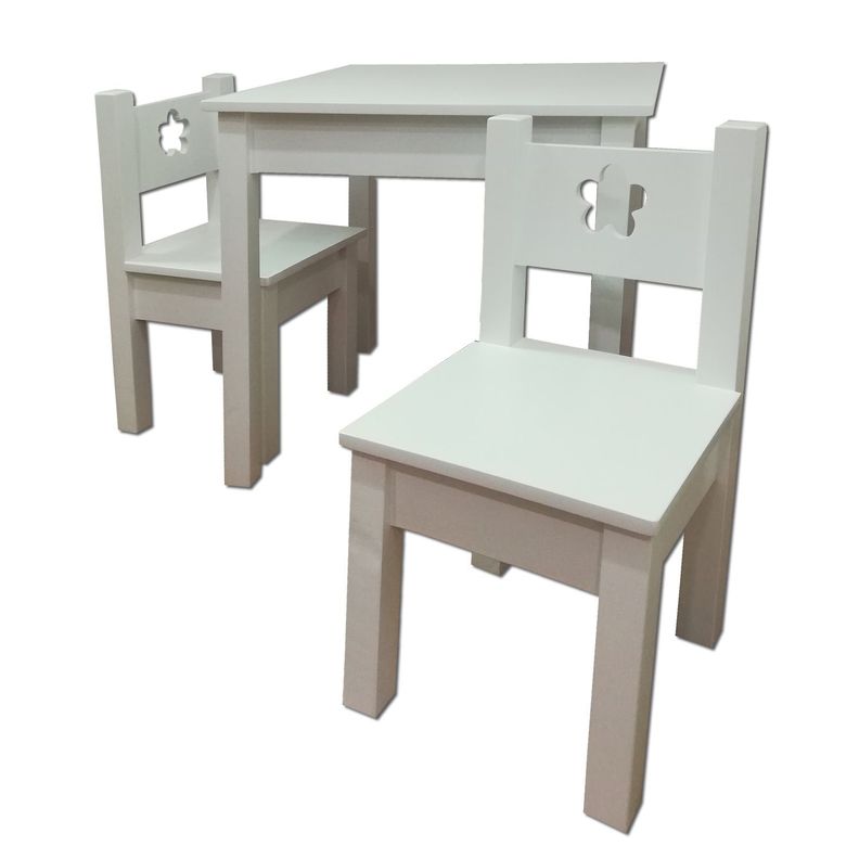 Mesa 2 sillas Blanco Flor-2