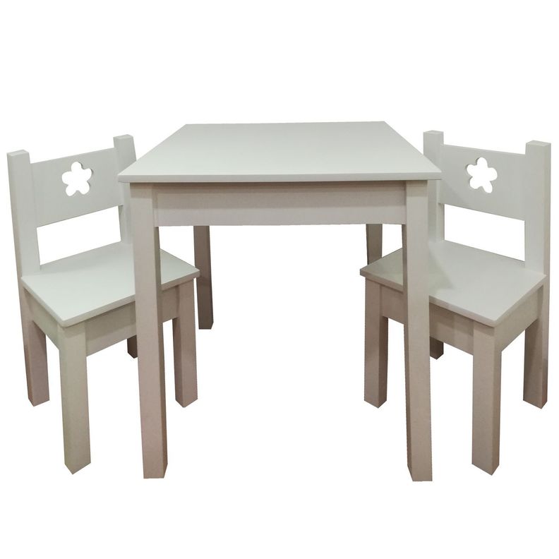 Mesa 2 sillas Blanco Flor-1