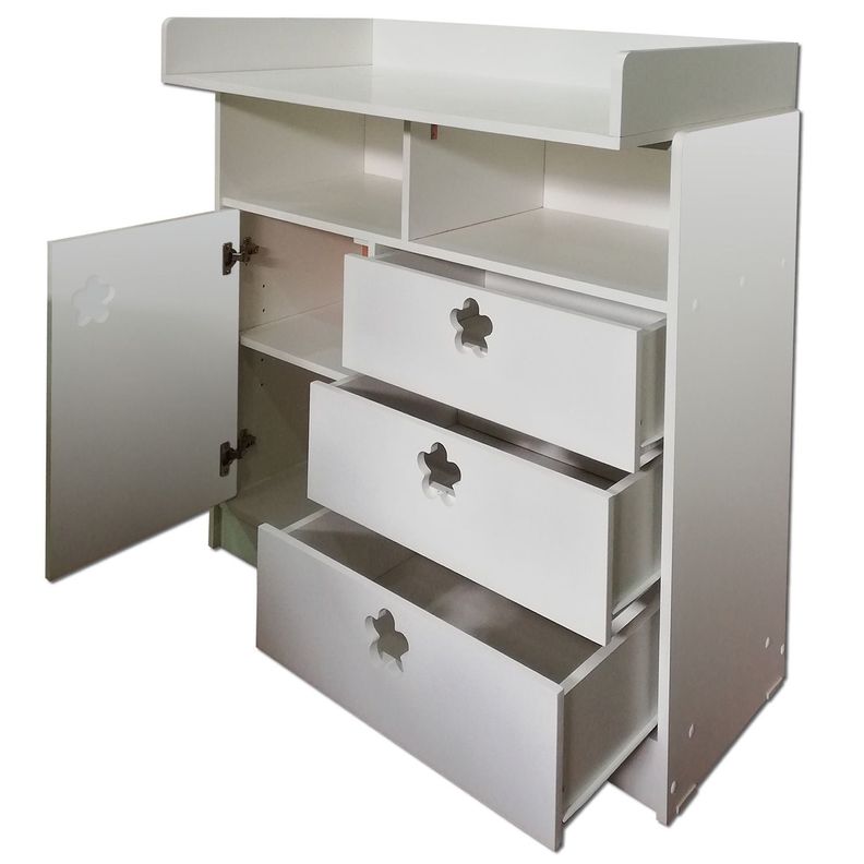 Comoda Mudador Blanco Flor-0