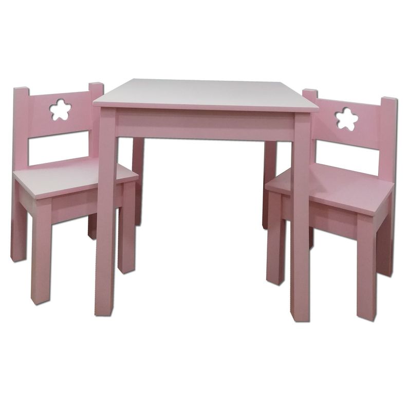 Mesa 2 sillas Rosado Flor-0