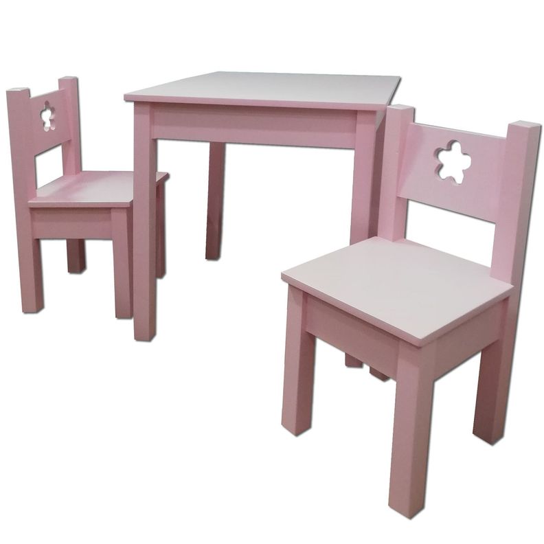 Mesa 2 sillas Rosado Flor-1