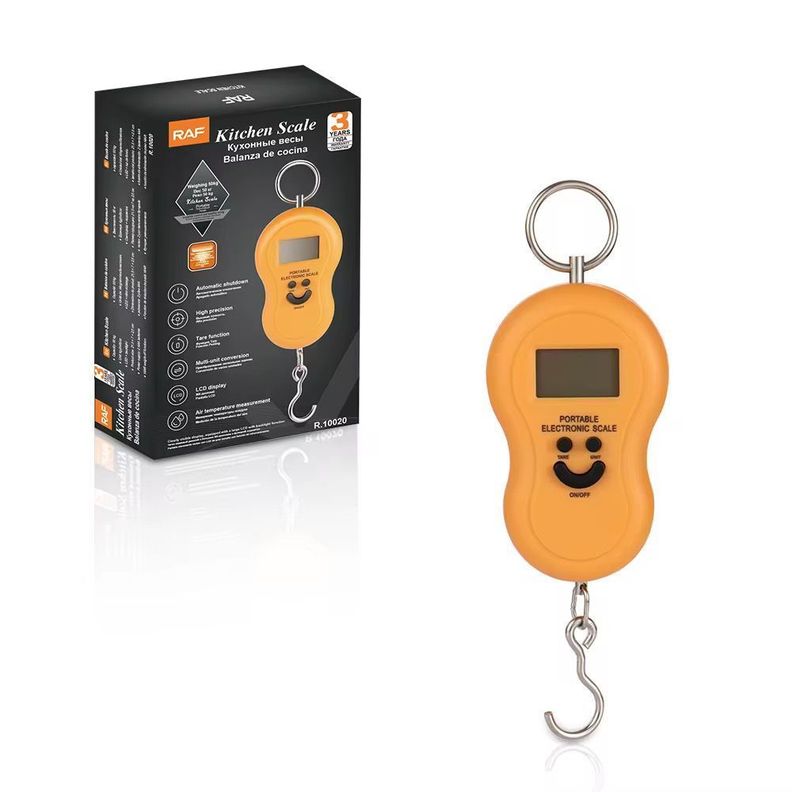 Pesa Digital De Mano Portatil Maleta Equipaje Hasta 50kg Naranjo
