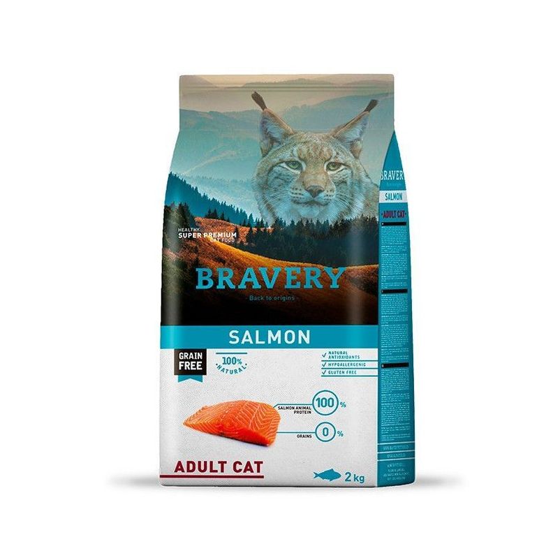 Bravery Salmon Adult Cat, bolsa 7 kg-0