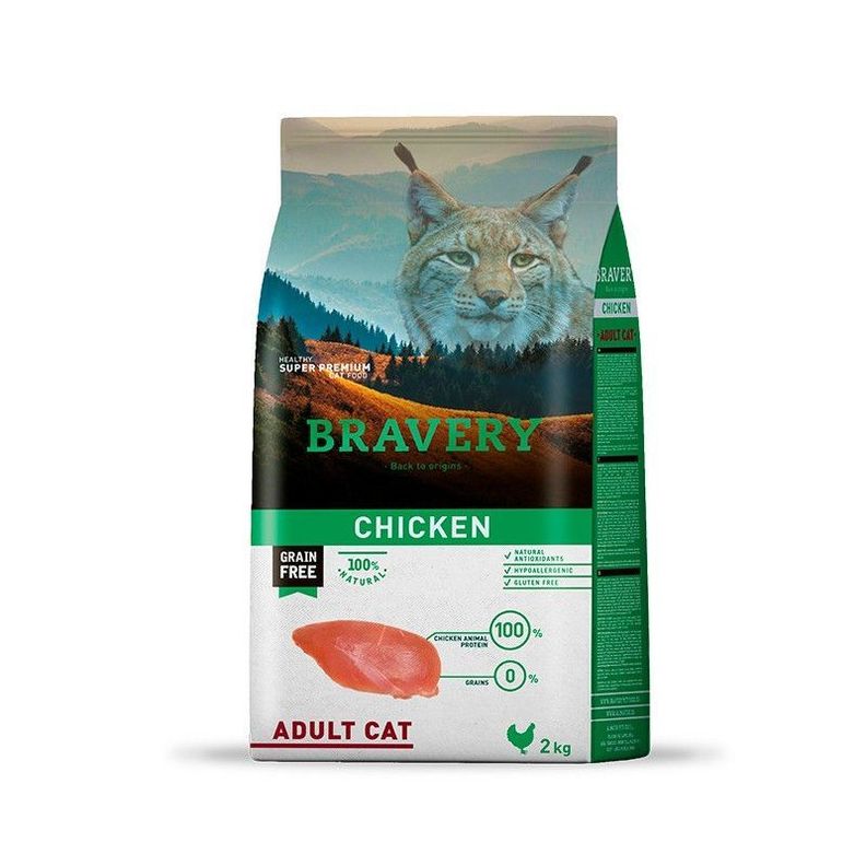 Bravery Chicken Adult Cat, bolsa 7 kg-0