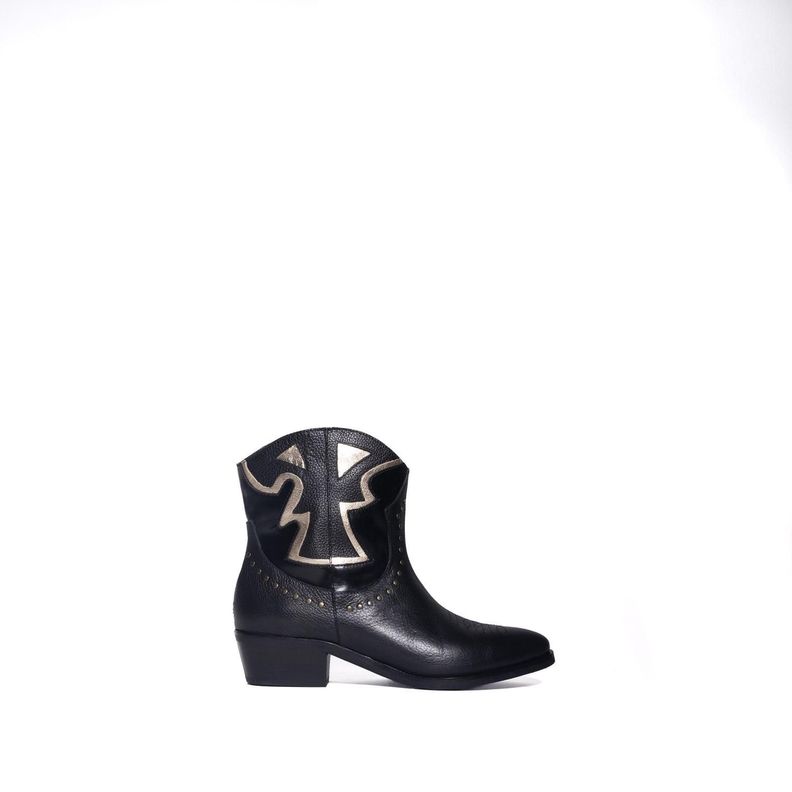 BOTIN DE CUERO ROBERTA NEGRO