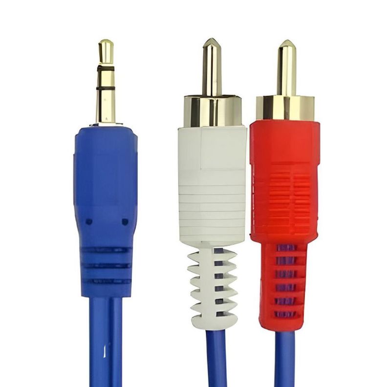 Cable De Audio Plug 3 5mm A 2 Rca 1.5 Metro Azul