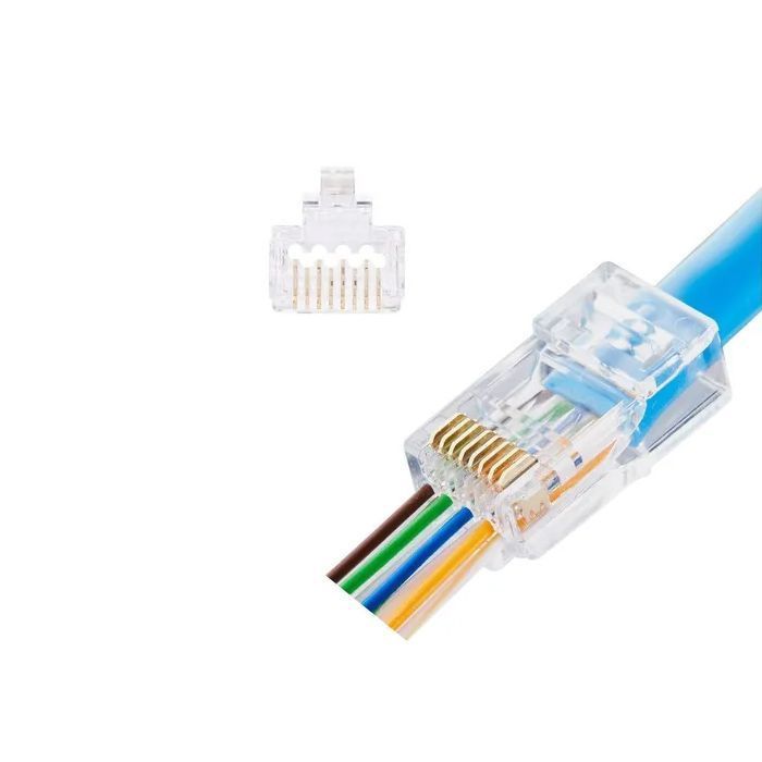 Conector Rj45 Cat6 Pass Thru 10 Uni Transparente