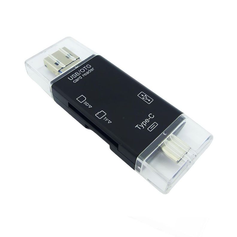 Adaptador 6 En 1 OTG USB Lector Tarjetas SD Micro SD USB 2 0 Negro