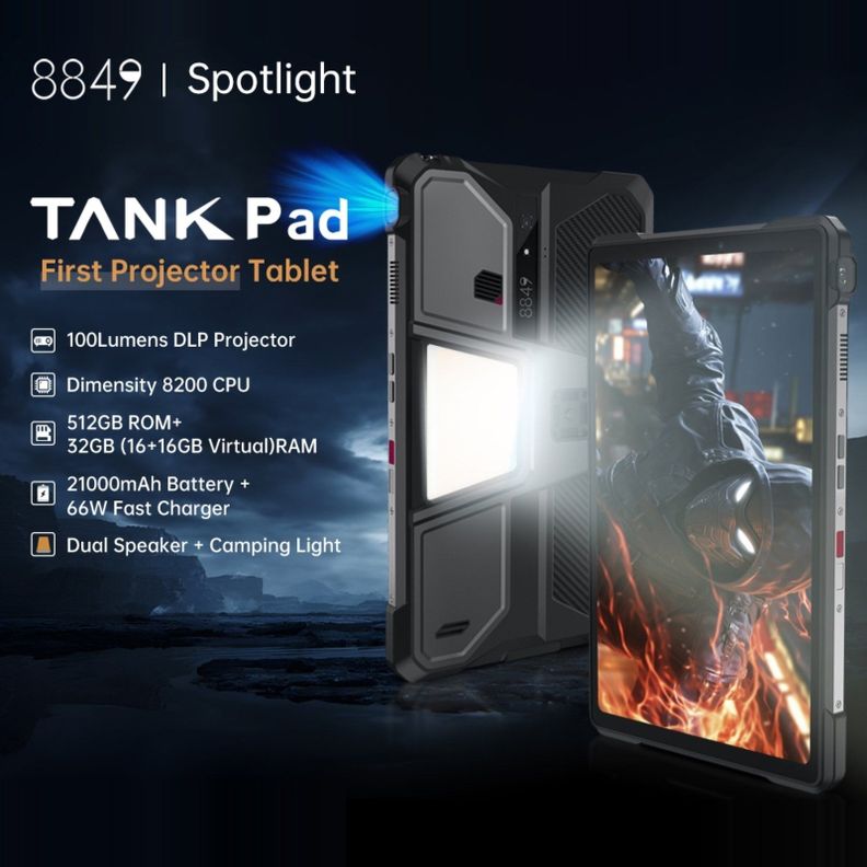 Unihertz 8849 Tank Pad - Tablet 5G Rugerizada con Proyector-2