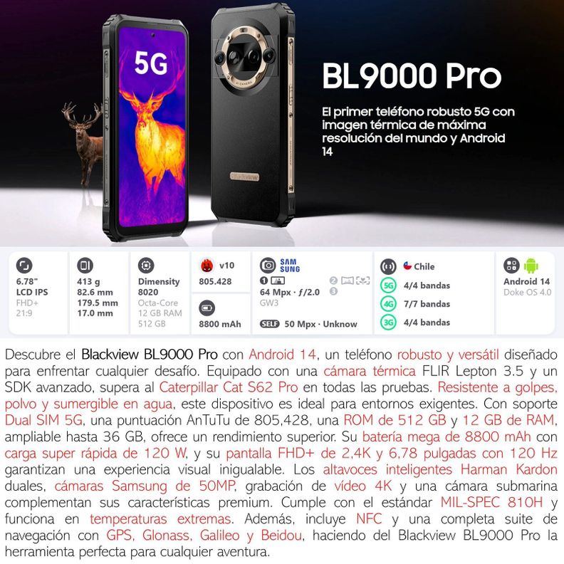 Blackview BL9000 Pro - Cámara térmica, Killer Cat S62 Pro-2
