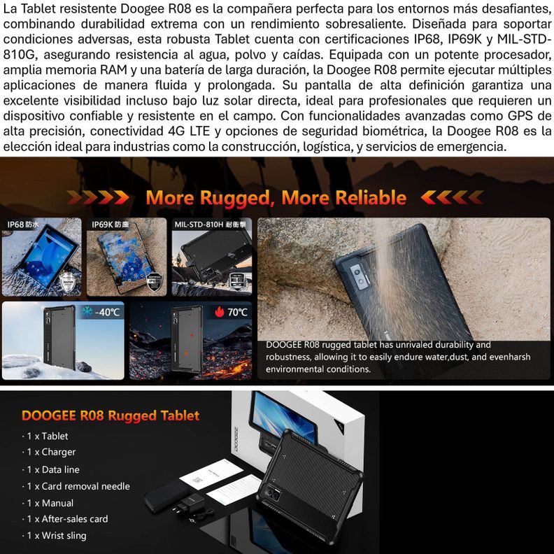 Tablet Resistente: Agua y Golpes - Doogee R08 / IP68 Militar-2