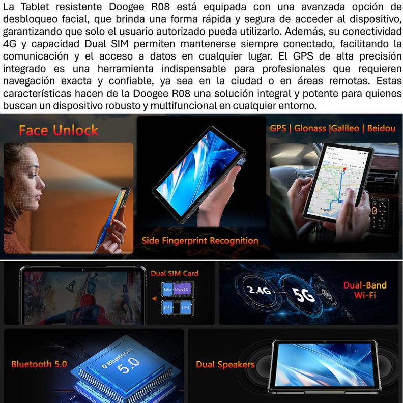 Tablet Resistente: Agua y Golpes - Doogee R08 / IP68 Militar-6