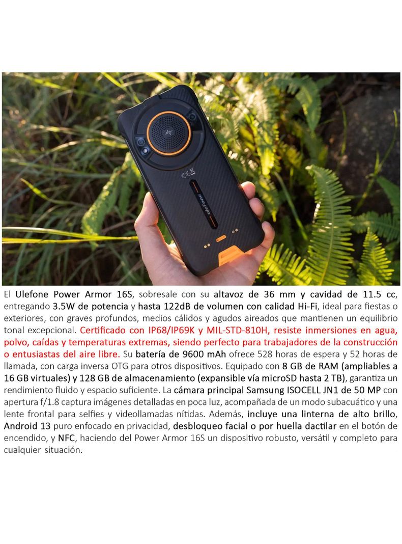 Ulefone Power Armor 16S - Sonido Hi-Fi, Batería de 9600mAh -1
