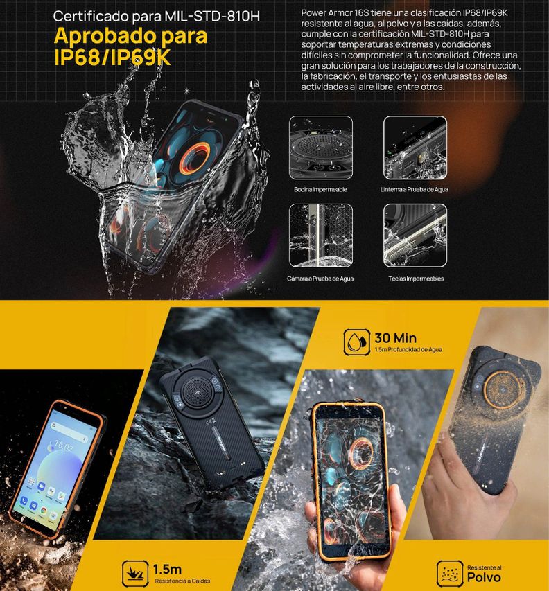 Ulefone Power Armor 16S - Sonido Hi-Fi, Batería de 9600mAh -3