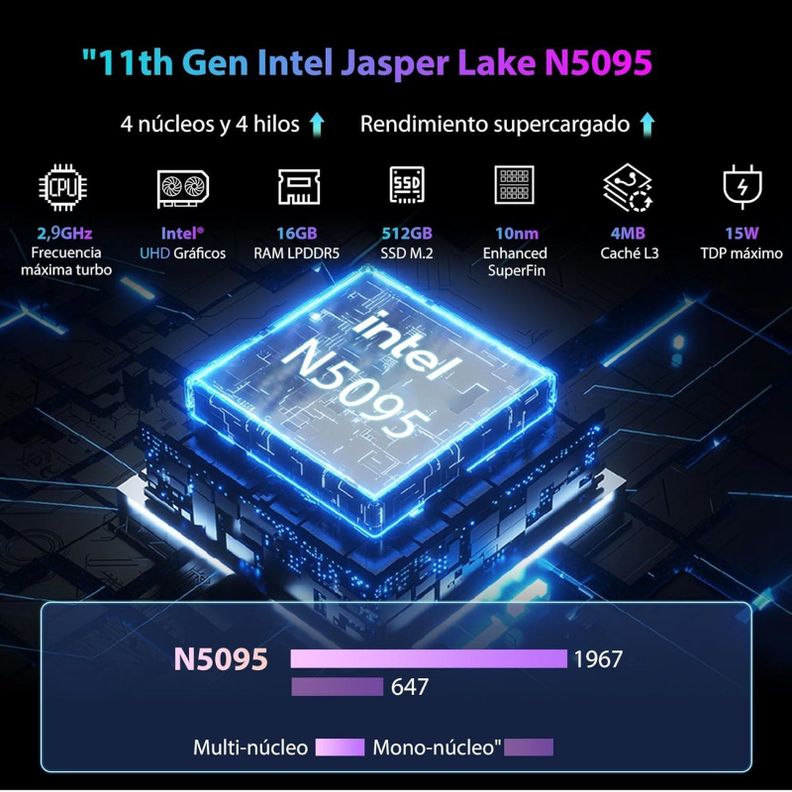 Blackview MP80 - Mini PC Intel® N95, 16GB RAM, 512GB SSD, 4-3