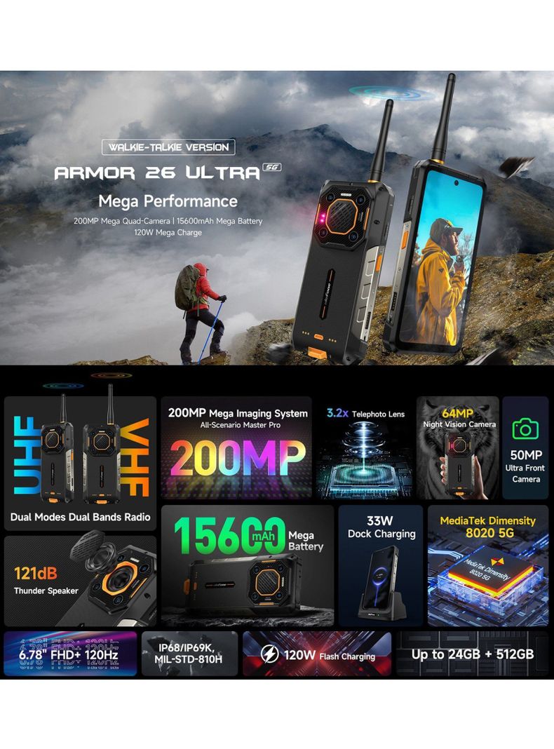 Ulefone Armor 26 Ultra - Smartphone Rudo con Walkie-Talkie-1