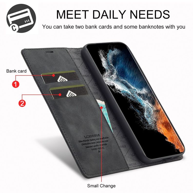 Para: Galaxy S23 Plus (S23+), Funda Estuche Cuero Tarjeta-4