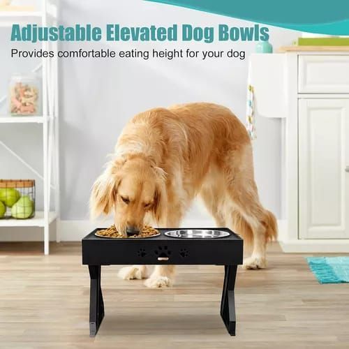 Comedero Bebedero Ajustable Para Mascotas Cuencos Elevados-1