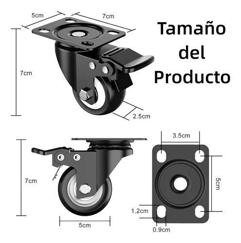 Ruedas Giratorias Con Freno 4 Pulgadas Set 4 Muebles Negras-1