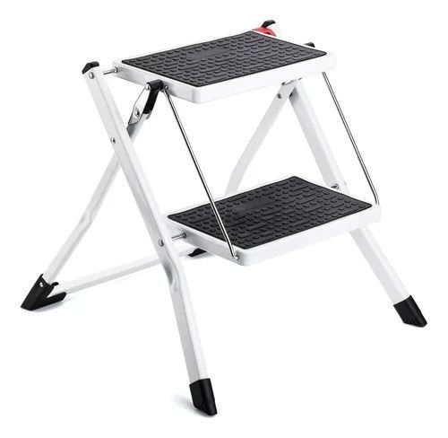 ESCALERA MULTIUSO PLEGABLE 2 PELDAÑOS ULTRA COMPACTA BLANCA-0