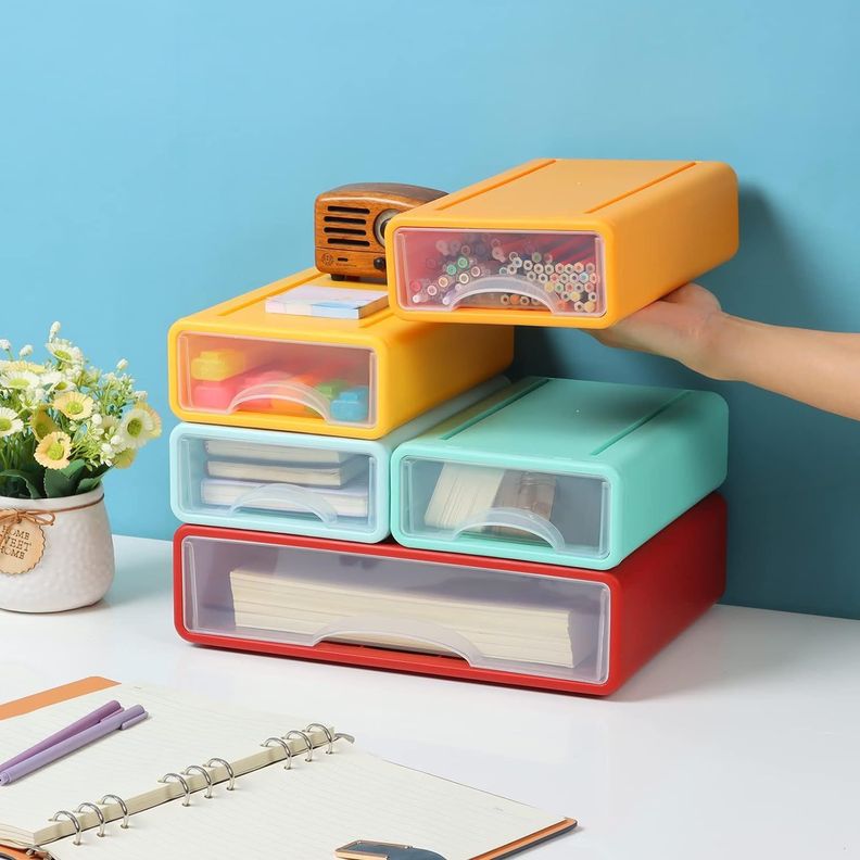 PACK 4 ORGANIZADOR MUEBLES ESCRITORIO APILABLES GRANDES-0