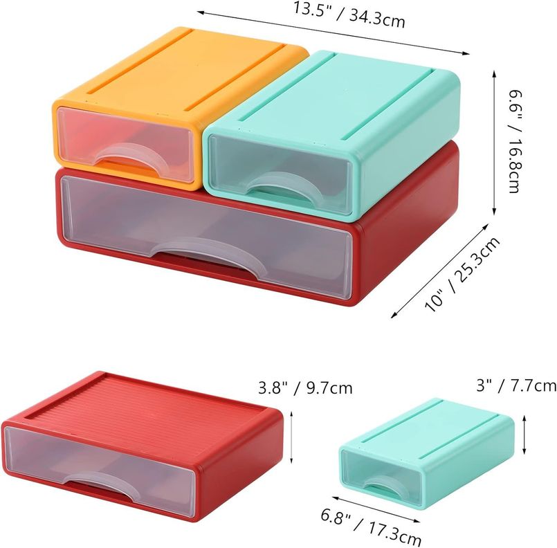 PACK 4 ORGANIZADOR MUEBLES ESCRITORIO APILABLES GRANDES-3