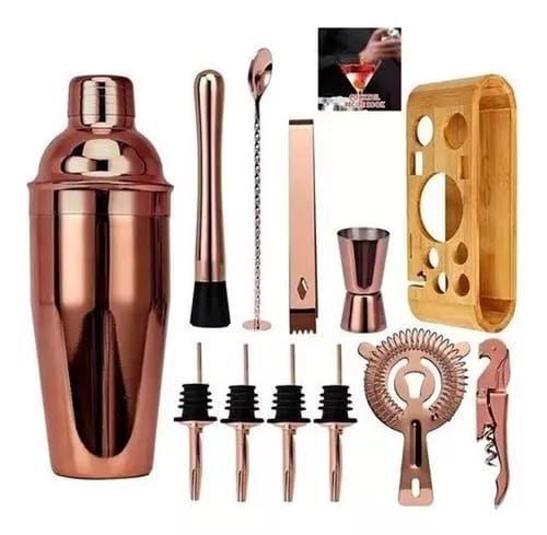 JUEGO DE COCTELERA COBRE INOXIDABLE PROFESIONAL BAR 12 PCS-1