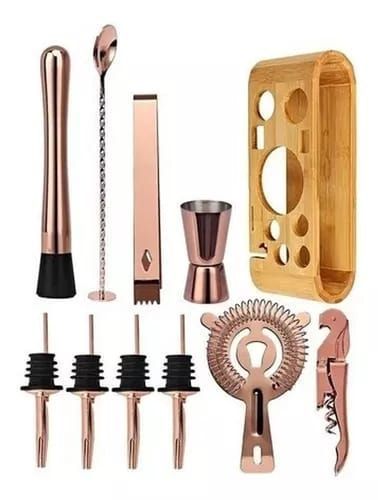 JUEGO DE COCTELERA COBRE INOXIDABLE PROFESIONAL BAR 12 PCS-2