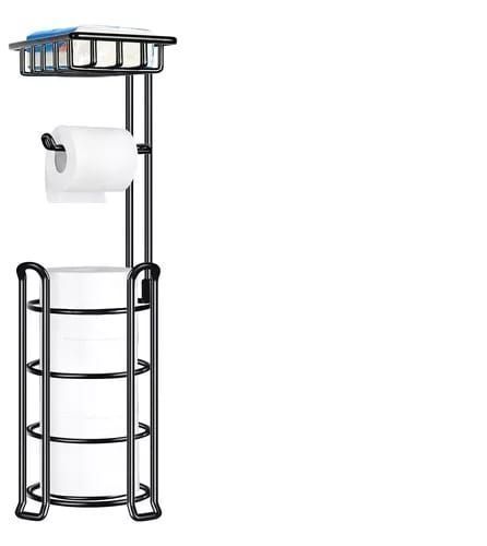 SOPORTE DE PAPEL HIGIÉNICO CONFORT PEDESTAL ORGANIZADOR BAÑO CON BASE NEGRO-0