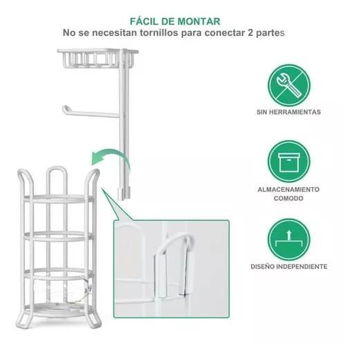 SOPORTE DE PAPEL HIGIÉNICO CONFORT PEDESTAL ORGANIZADOR BAÑO CON BASE NEGRO-1