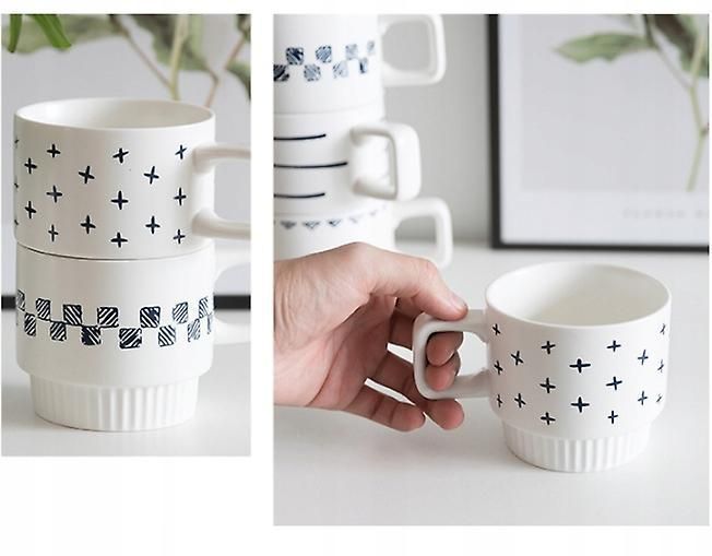 JUEGO DE 4 TAZAS DE CAFÉ APILABLES CON SOPORTE 320ML-2